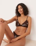 [ASOS DESIGN] ASOS DESIGN Gia vintage ruffle soft bra in chocolate-Brown 12 BROWN