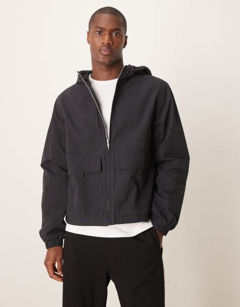 ASOS DESIGN - Giacca a vento nera con cappuccio - view 1
