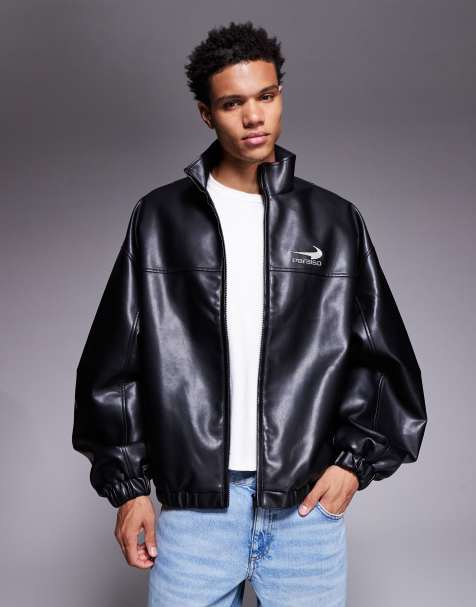 ASOS DESIGN - Giacca a vento nera in pelle sintetica - view 1