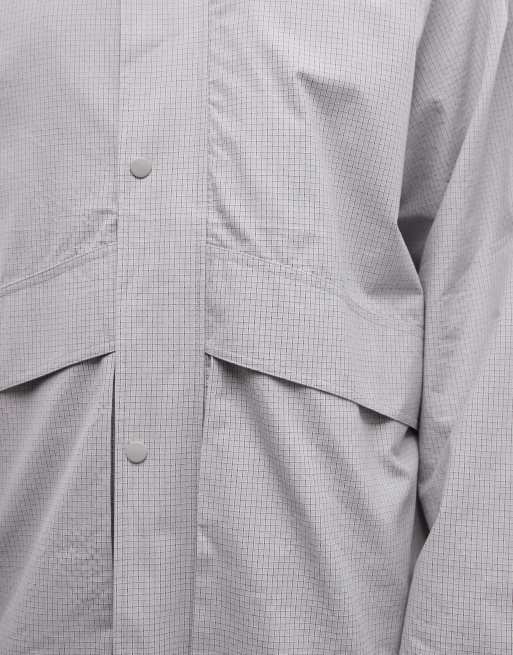 ASOS DESIGN - Giacca a vento oversize in tessuto ripstop blu pallido, 5 di 5