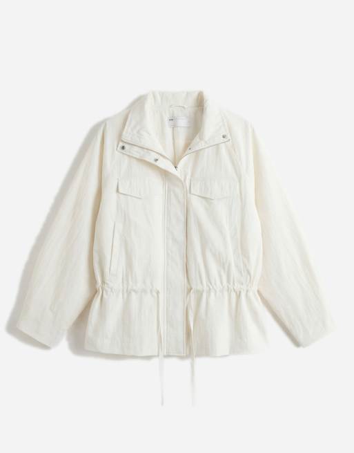 ASOS DESIGN - Giacca a vento stretta in vita scesa bianco sporco, 5 di 11