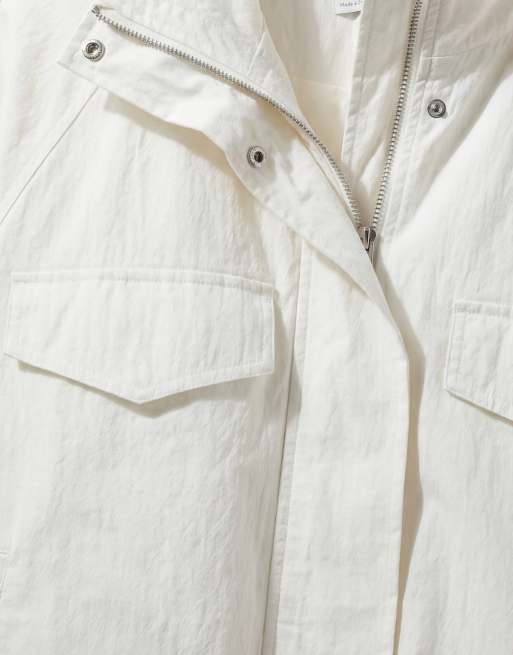 ASOS DESIGN - Giacca a vento stretta in vita scesa bianco sporco, 7 di 11