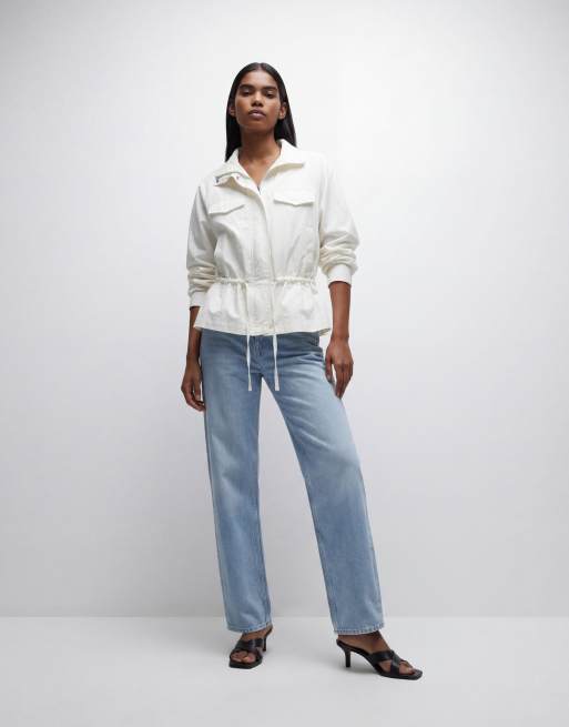 ASOS DESIGN - Giacca a vento stretta in vita scesa bianco sporco, 9 di 11