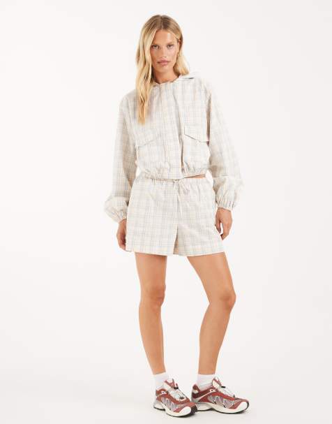 ASOS DESIGN - Giacca bomber a quadri con cappuccio e bottoni in coordinato - view 1