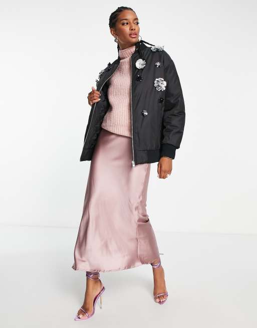 ASOS DESIGN - Giacca bomber decorata nera, 4 di 4