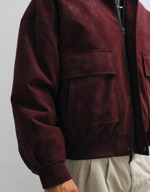 ASOS DESIGN giacca bomber in camoscio rossa, 5 di 5