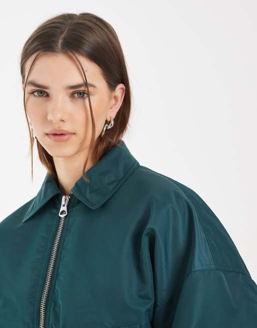 ASOS DESIGN - Giacca bomber in nylon blu ottanio, 4 di 4