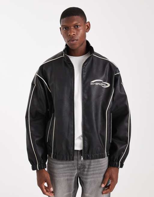 ASOS DESIGN - Giacca bomber in pelle sintetica nera, 2 di 5