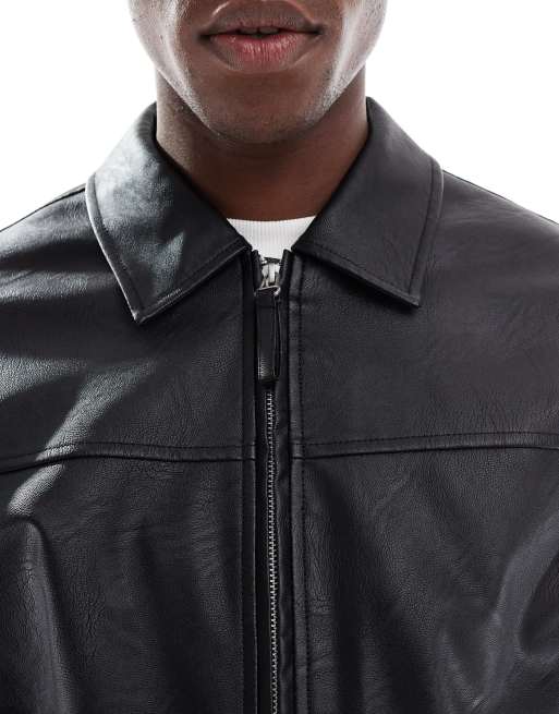 ASOS DESIGN - Giacca bomber in pelle sintetica nera , 5 di 5