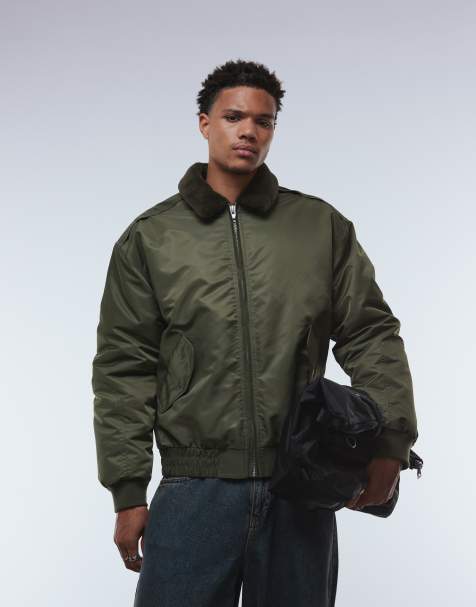 ASOS DESIGN - Giacca bomber kaki con colletto in pelliccia sintetica - view 1