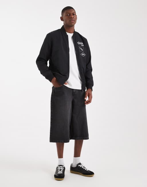 ASOS DESIGN - Giacca bomber leggera nera con stampa, 2 di 5