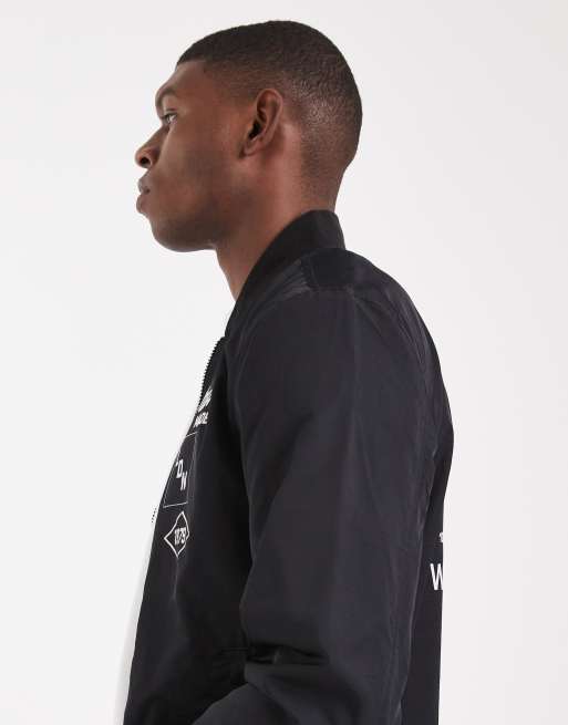 ASOS DESIGN - Giacca bomber leggera nera con stampa, 3 di 5