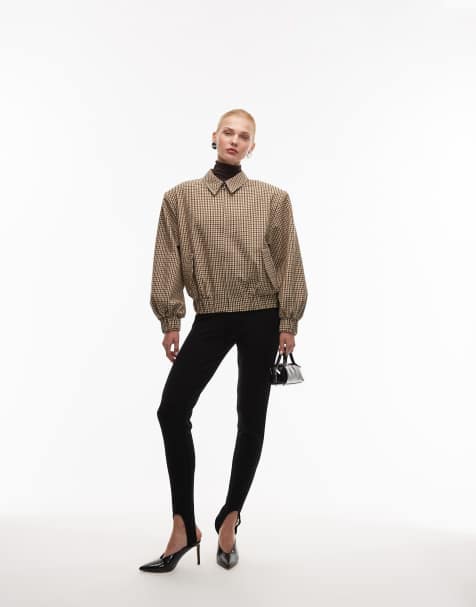 ASOS DESIGN - Giacca bomber monocromatica a quadri con spalle imbottite e zip - view 1