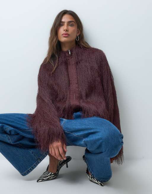 ASOS DESIGN giacca bomber morbida bordeaux, 3 di 5