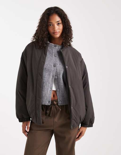 ASOS DESIGN - Giacca bomber oversize imbottita color antracite