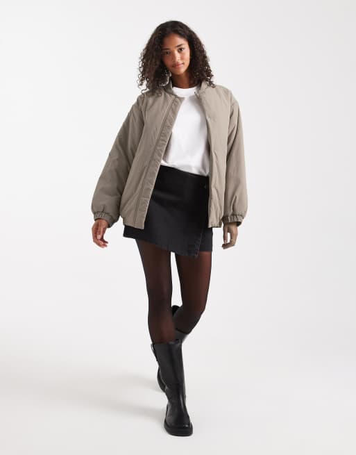 ASOS DESIGN - Giacca bomber oversize imbottita color fungo, 3 di 4