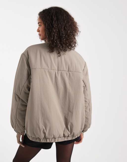 ASOS DESIGN - Giacca bomber oversize imbottita color fungo, 4 di 4