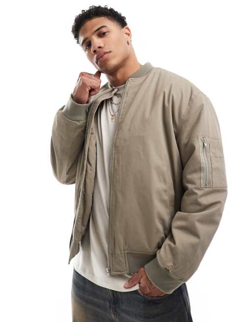 ASOS DESIGN - Giacca bomber oversize marrone con tasche