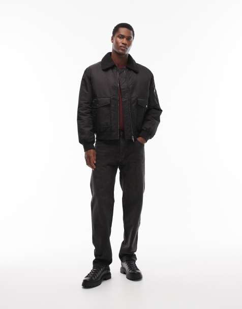 ASOS DESIGN - Giacca bomber oversize nera con colletto in pile borg - view 1