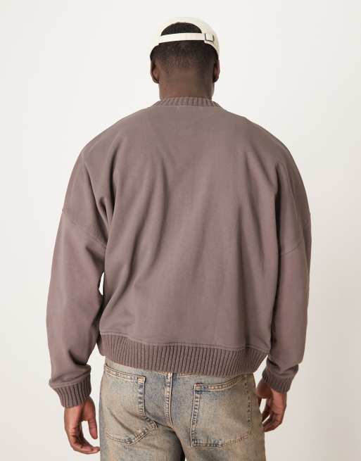 ASOS DESIGN - Giacca bomber oversize squadrata marrone con spalle scese, 2 di 4