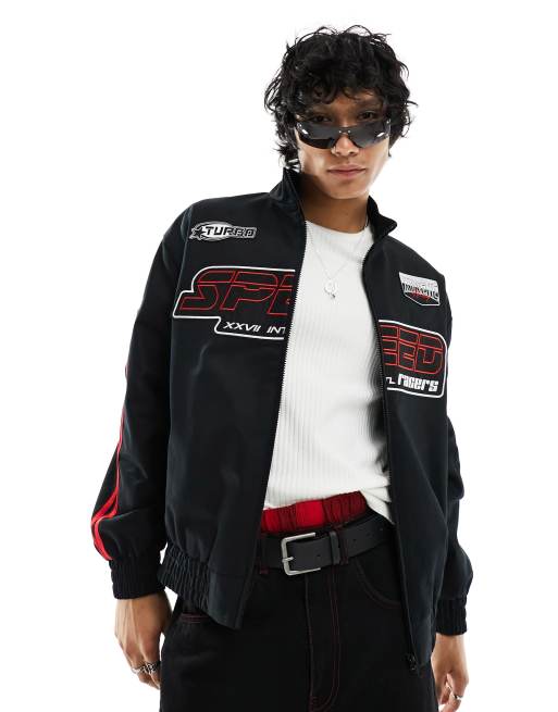 CerbeShops DESIGN - Giacca bomber stile motocross oversize nera