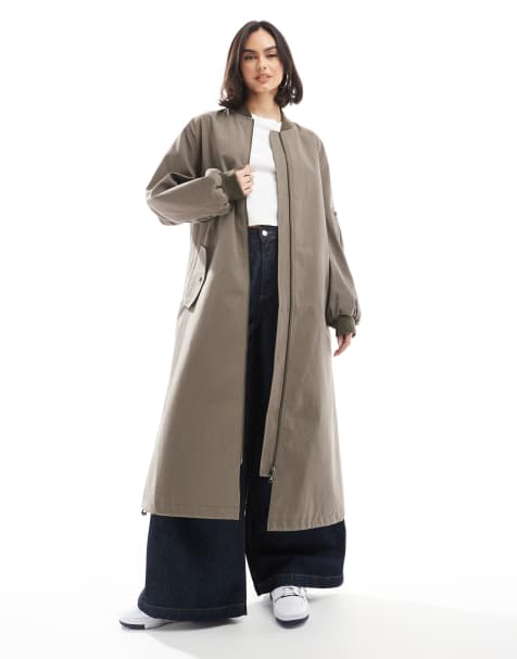 ASOS DESIGN - Giacca bomber taglio lungo kaki - view 1