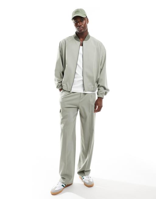 ASOS DESIGN - Giacca bomber verde elegante in coordinato