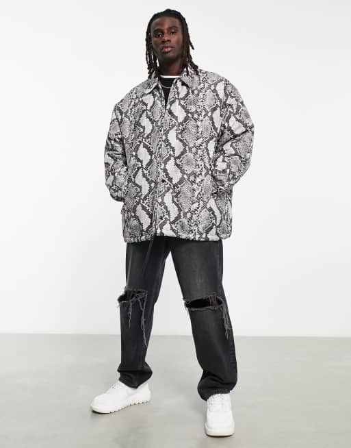 ASOS DESIGN Giacca coach extra oversize con stampa pitonata ASOS