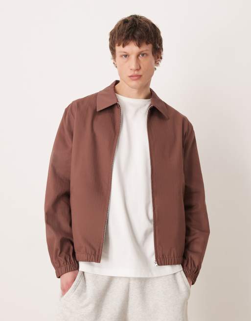 ASOS DESIGN - Giacca color ruggine con motivo a spina di pesce 