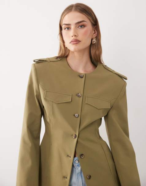 ASOS DESIGN - Giacca con cintura in vita kaki - view 1