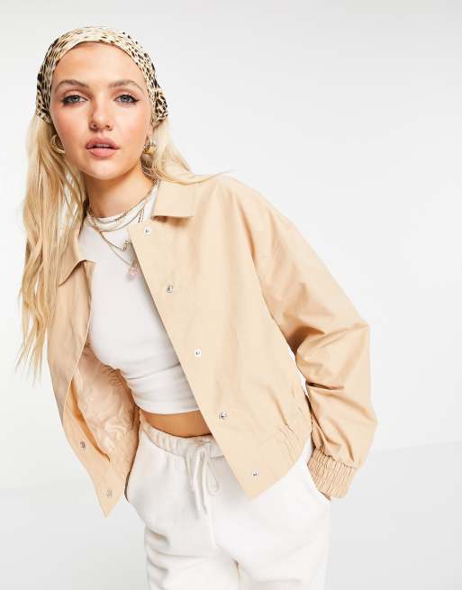 ASOS DESIGN - Giacca corta di cotone corallo