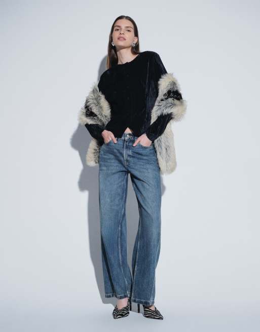 ASOS DESIGN giacca corta in velluto navy, 2 di 4