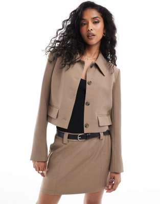 ASOS DESIGN - Giacca corta rétro con colletto color mocha - view 1