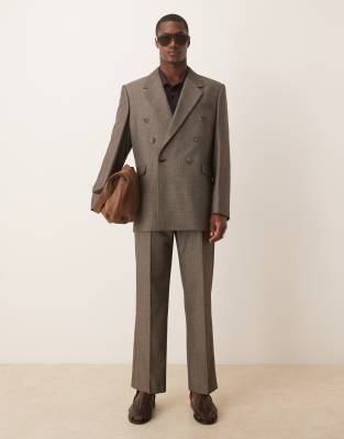 ASOS DESIGN - Giacca da abito comoda effetto lana grigio antracite con motivo a spina di pesce