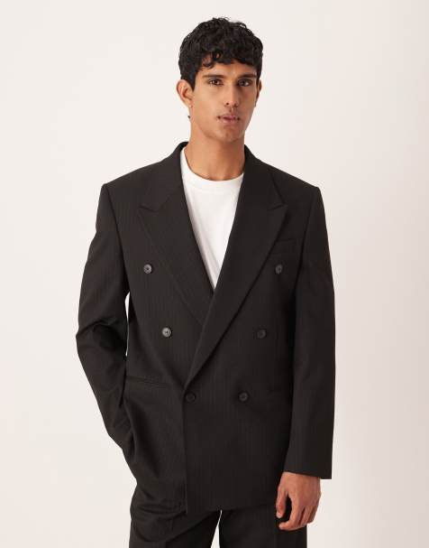 ASOS DESIGN - Giacca da abito comoda nera con motivo gessato metallizzato - view 1