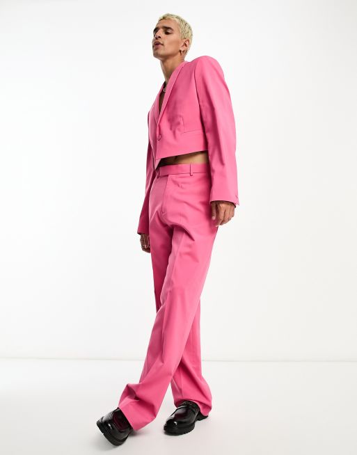 ASOS DESIGN - Giacca da abito corta rosa acceso, 4 di 5