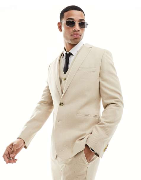 ASOS DESIGN - Giacca da abito da matrimonio skinny color pietra - view 1