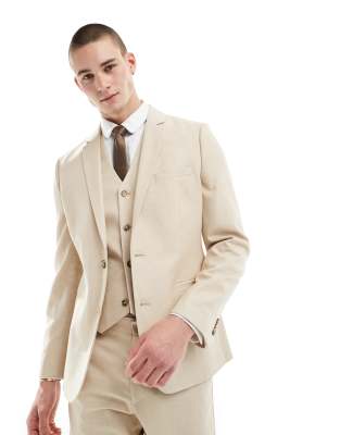 ASOS DESIGN - Giacca da abito da matrimonio skinny color pietra - view 1