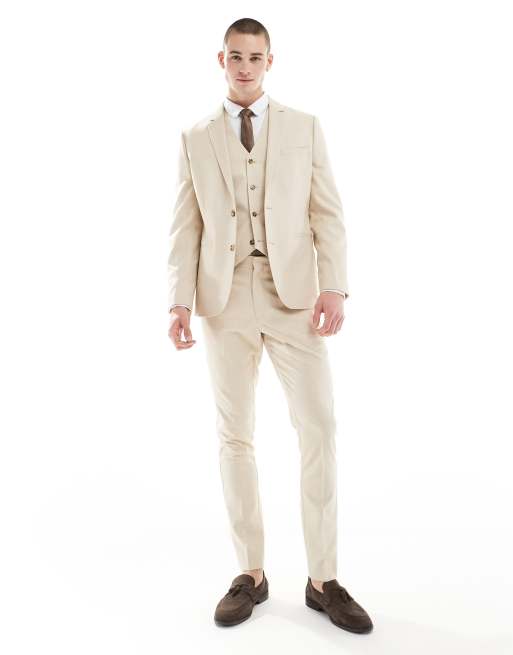 ASOS DESIGN - Giacca da abito da matrimonio skinny color pietra, 2 di 5