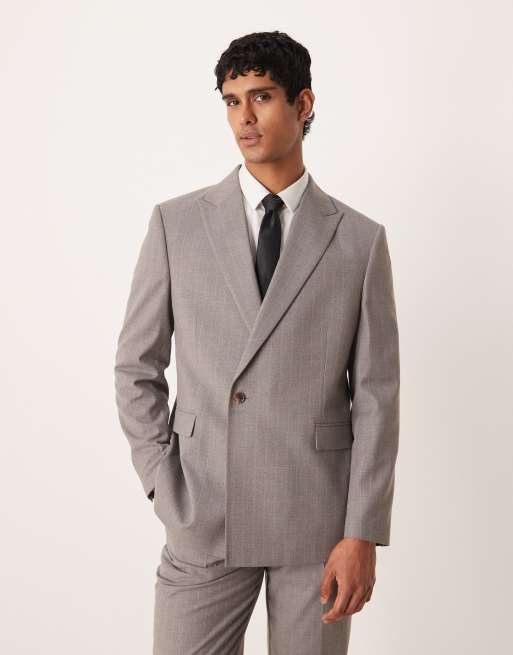 ASOS DESIGN - Giacca da abito doppiopetto a portafoglio regular fit color grigio chiaro gessato