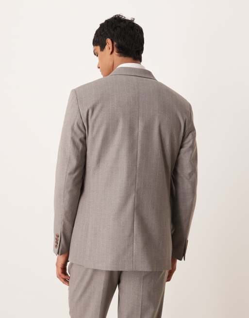 ASOS DESIGN - Giacca da abito doppiopetto a portafoglio regular fit color grigio chiaro gessato, 3 di 5