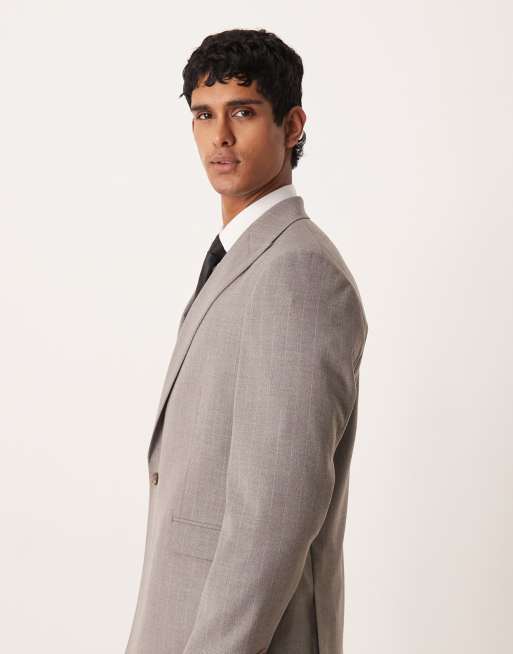 ASOS DESIGN - Giacca da abito doppiopetto a portafoglio regular fit color grigio chiaro gessato, 4 di 5