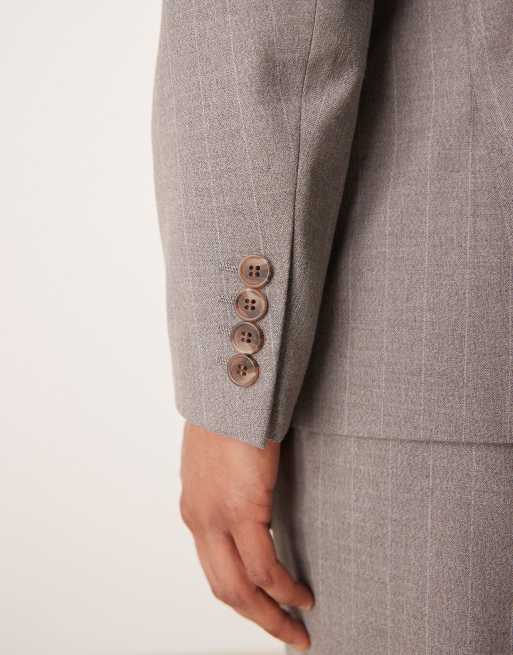 ASOS DESIGN - Giacca da abito doppiopetto a portafoglio regular fit color grigio chiaro gessato, 5 di 5