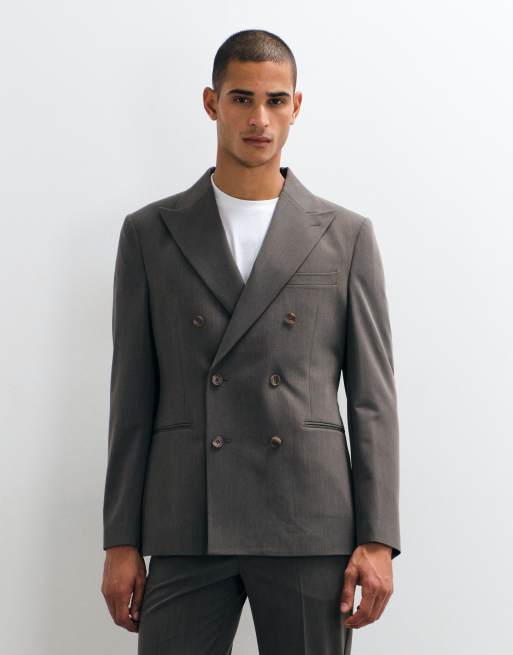 ASOS DESIGN - Abito slim marrone scuro resistente alle pieghe, 3 di 3