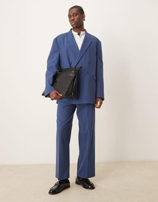  ASOS DESIGN - Giacca da abito doppiopetto blu extra larga oversize