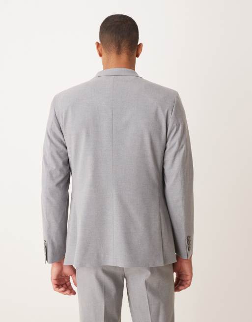 ASOS DESIGN - Giacca da abito doppiopetto slim grigia