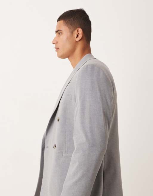 ASOS DESIGN - Giacca da abito doppiopetto slim grigia