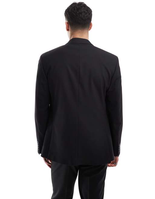 ASOS DESIGN - Giacca da abito doppiopetto slim nera, 2 di 5