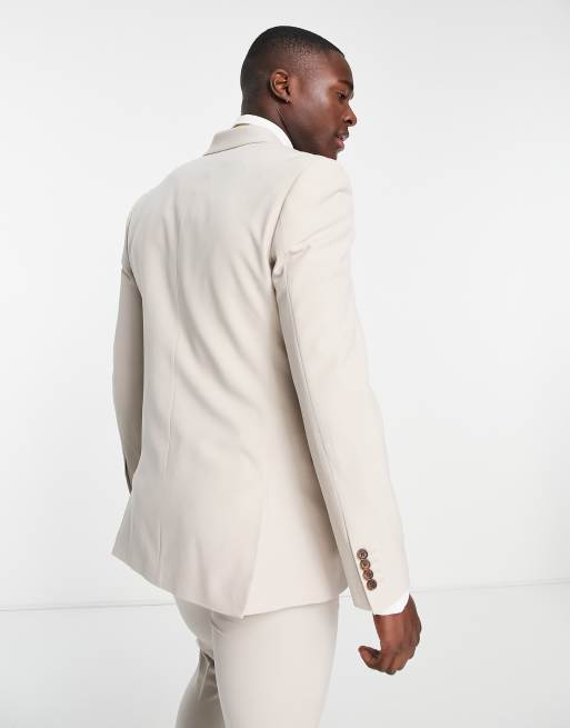 ASOS DESIGN - Giacca da abito doppiopetto super skinny color pietra, 2 di 4