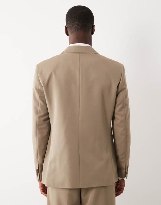 ASOS DESIGN - Giacca da abito doppiopetto vestibilità classica beige, 5 di 5